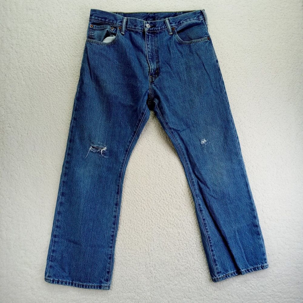 Levis 517 Jeans Mnes 36x30 Bootcut Distressed Cotton Denim Medium Wash